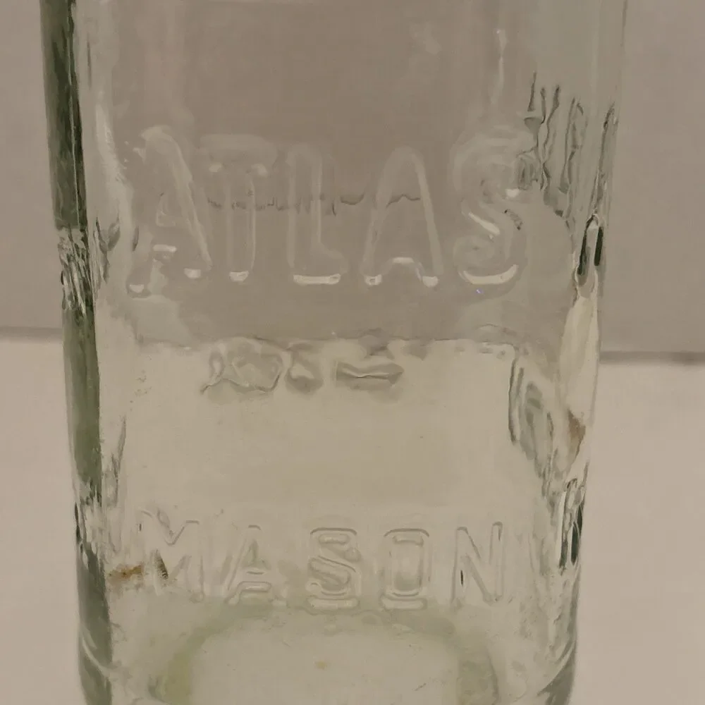 Atlas Mason Clear Glass Jar Pint Hazel-Atlas Glass Company 1910s-1950s NO LID